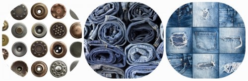 Jeansstoff und Jeansknöpfe Jeansstoff und Jeansknöpfe